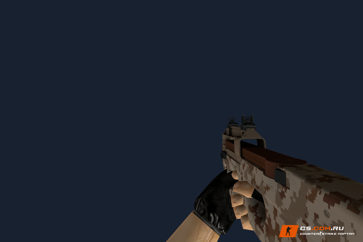 P90 Пиксельный камуфляж Пустыня (Desert DDPAT) для CS 1.6 — основная модель — игровой ракурс