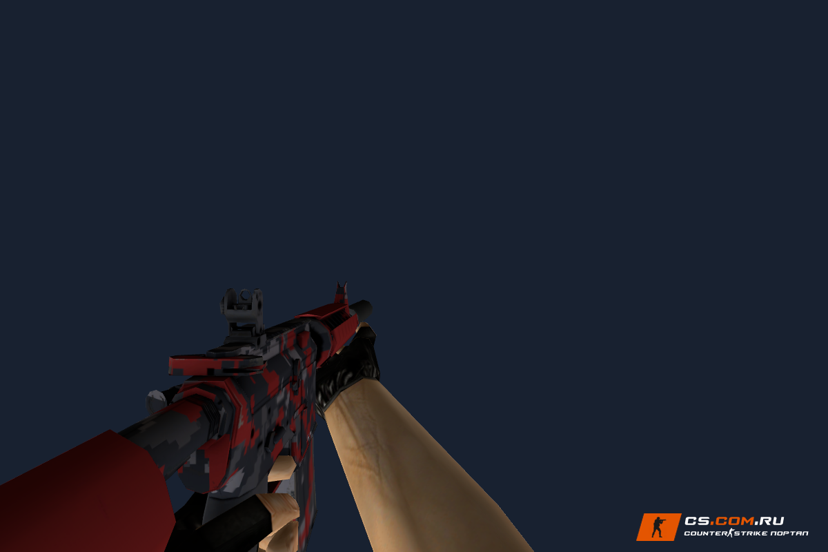 M4A4 Пиксельный камуфляж Красный (Red DDPAT) для CS 1.6