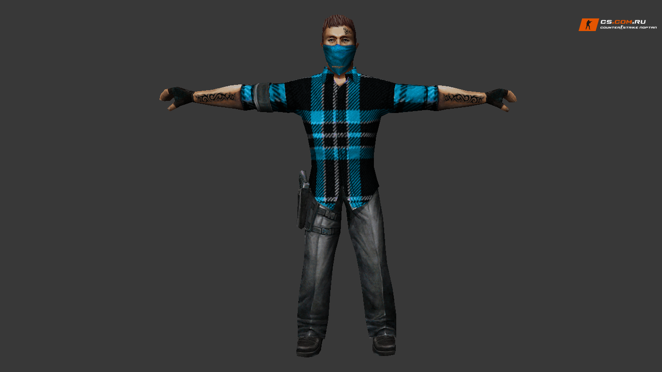 Модель Default Player в двух клетчатых рубашках для CS 1.6
