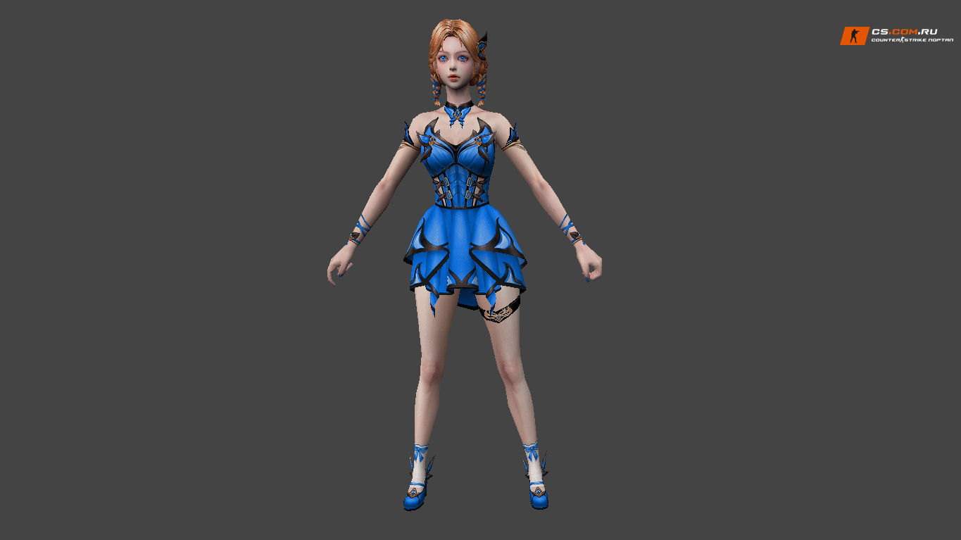 Женская модель Karin в платье с чёрными линиями для CS 1.6