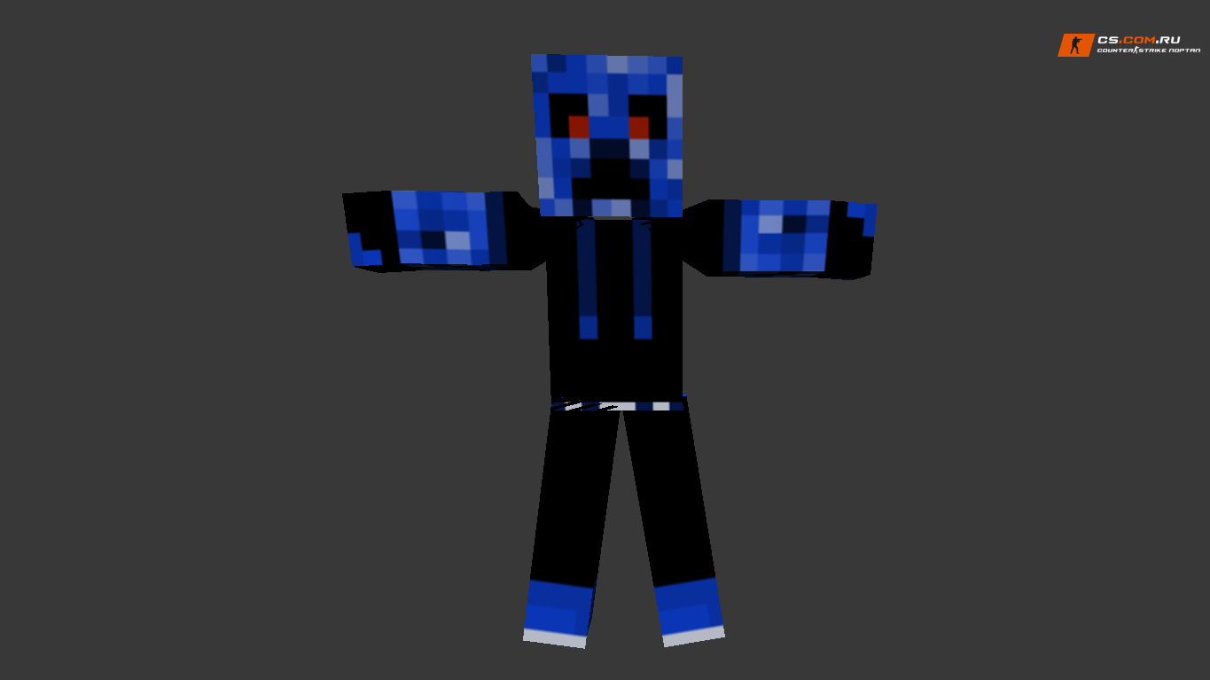Модель Minecraft Skin с цветной головой и эмблемой на спине для CS 1.6
