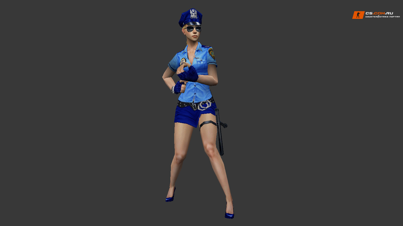 Женская модель Policegirl в фуражке и шортах для CS 1.6