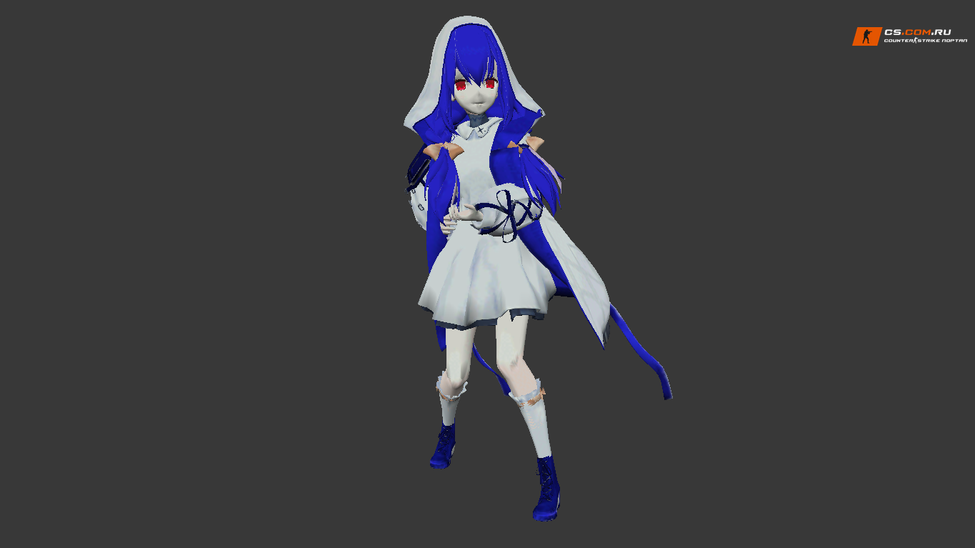 Женская модель Anime Girl в белом платье и капюшоне для CS 1.6